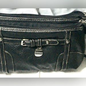 ROSETTI- Genuine leather multi pockets Black cross over purse